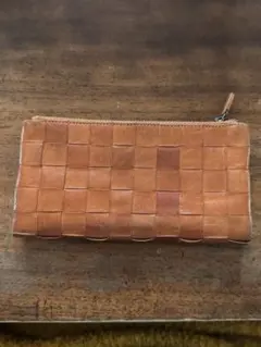 レザー編み込み長財布