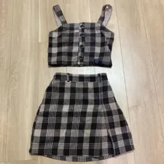 Lovetoxic チェック柄クロップトップ&スカートセット