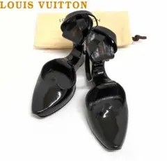 K04【美品】LOUIS VUITTON★エナメル パンプス ベルト 34号 黒