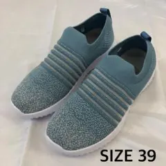 美品⭐軽量スニーカー ランニングシューズ スリッポン ブルー サイズ39