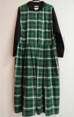 常緑チェックワンピース