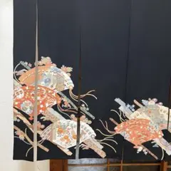 藍染筒描き三巾加賀のれん時代物木綿古布 ソ-360 - メルカリ