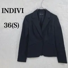 【インディヴィ】 テーラードジャケット 日本製 綿使用 ブラック 36(S)