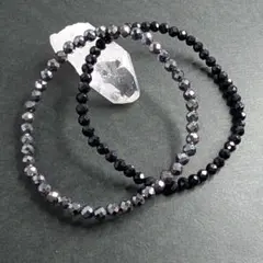 【在庫整理セール】オニキス＆ヘマタイト　カットブレスレット　２本セット　天然石