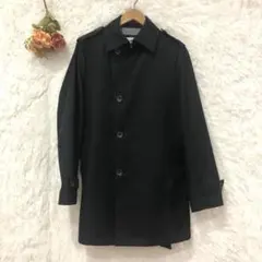 ★LES MUES★レミュー ベルト付き トレンチコート【L】裏地チェック柄 黒