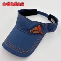 【アディダス】adidas サンバイザー　ゴルフ　ロゴ刺繍　ワッペン　帽子　青