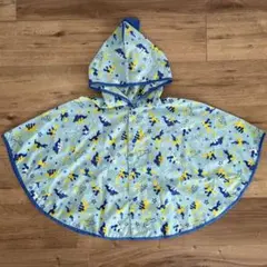 レインポンチョ 幼児 男の子 80-100サイズ ブルー系 恐竜 レインコート