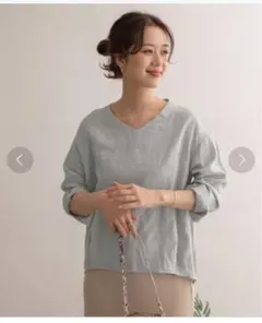 リネンバックタックプルオーバー　スモークブルー