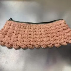 フリルポーチ ペンケース　筆箱　ハンドメイド　毛糸 編み物 マルチケース ポーチ
