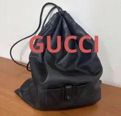GUCCI レザー ナップサック リュック ブラックのサムネイル
