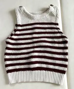 【未使用に近い、1度着用】ZARA ストライプ ボーダーニットベスト Sサイズ