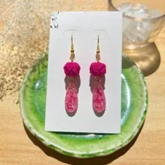 あわじ玉×レジン　水引ピアス