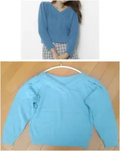 リランドチュール rirandture 前後2way 水色 ケーブルニット