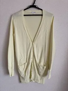 ロングカーディガン　レモンイエロー　ニッセン　OL通勤服　Ｓサイズ