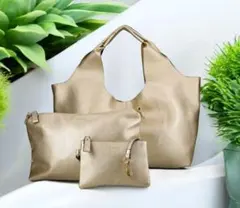 ✨極美品✨BARCOS バルコス　トートバック　メタリックゴールド　金　肩がけ