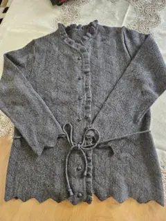 グレー ダイヤモンドパターン カーディガン