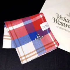 Vivienne Westwood 大判ハンカチ　チェック　オーブ刺繍　新品のサムネイル