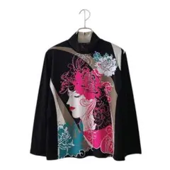 【My Fair Lady】花柄 アート風 プリント 長袖カットソー(M〜L)