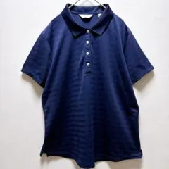 キャロウェイ ボーダー ポロシャツ ポロカラー 半袖 XL 紺 化繊 ゴルフのサムネイル