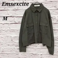 エムズエキサイト【M】 ミニタリージャケット 長袖シャツ ダブルポケット カーキのサムネイル