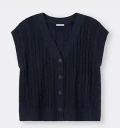 GU ジーユー　WOMAN レディース　フロントボタンニットベスト　紺色　M
