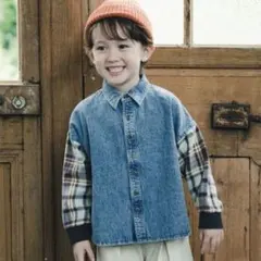 branshes デニムシャツ100cm チェック柄 美品　可愛い　春秋