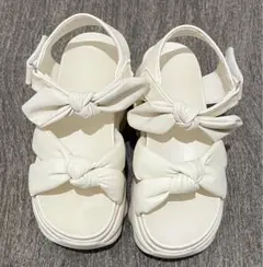 リボン厚底サンダル