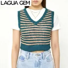 ラグアジェム laguagem Vネック ニット ベスト タンクトップ ボーダー