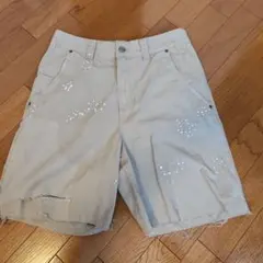 ZARA ペイント加工 ダメージ ショートパンツ ベージュのサムネイル
