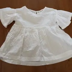 ［H&M］半袖ブラウス 白ドット柄 128