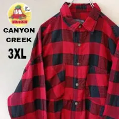 USA古着 CANYONCREEK ネルシャツ　3XL レッドブラックチェック