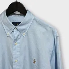 ラルフローレン ボタンダウンシャツ ブルー L相当 古着