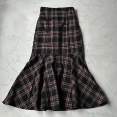 NICE CLAUP ロングマーメイドスカート チェック柄 フレア S