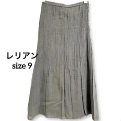 Leilian ウール100% ギャザースカート グレー 9号 ロングのサムネイル
