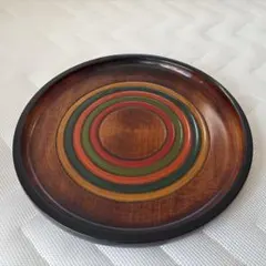 天然木　漆塗　丸盆　独楽塗