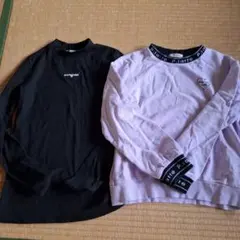 長袖トレーナー 2点セット (黒・薄紫)
