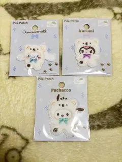 パイル生地 スノーワッペンシナモロール ポチャッコ クロミ ワッペンセット