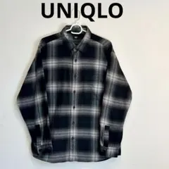 ユニクロ フランネルシャツ/ チェック　ブラック Mサイズ