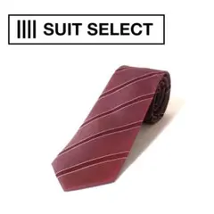 ★美品★ スーツセレクト ネクタイ エンジ ボルドー ストライプ ビジネス