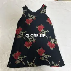 ノースリーブ ワンピース 赤いバラ CLOSE.UP