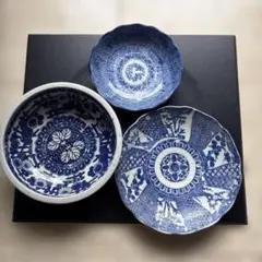 印判　鉢 皿 3点セット 和食器 伝統文様　骨董