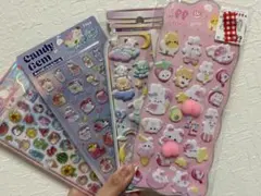 カラフルな動物・食べ物シール4パック