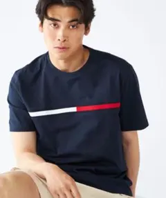 TOMMY HIFIGER ネイビー コットン Tシャツ ストライプ