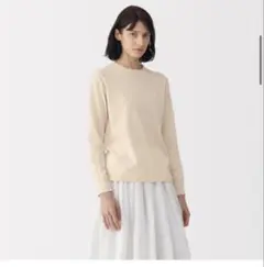 MUJI Labo コットンハイゲージニット長袖プルオーバー S アイボリー