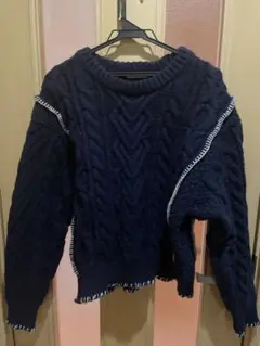 367. FREAK’S STORE ケーブル編み ニット ネイビー Fサイズ