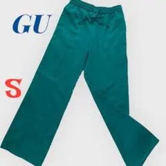 GU プルオンパンツ　ワイドパンツ　S グリーン　ゆったり