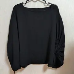 GU　ブラック 長袖カットソー 袖ギャザーデザイン　Lサイズ