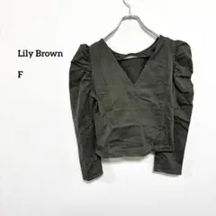 Lily Brownカットソ Fカーキオリーブパフショルダーストレッチ有e247のサムネイル
