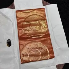 オレンジ 金色模様 袋帯