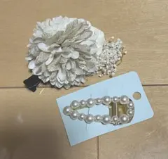 フラワー ヘアクリップ パール付き　結婚式